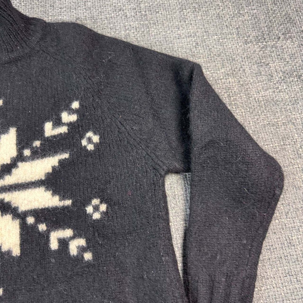 VS Sport Snowflake Wool Sweater Unisex Medium Black 90s Vintage Quarter Zip - Picture 3 of 12